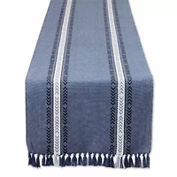 Design Imports Dobby Striped Fringe Ribbed Table Runners