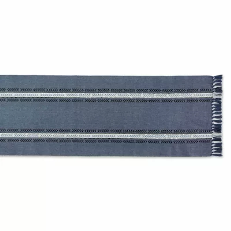 Design Imports Dobby Striped Fringe Ribbed Table Runners