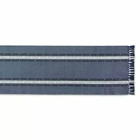 Design Imports Dobby Striped Fringe Ribbed Table Runners
