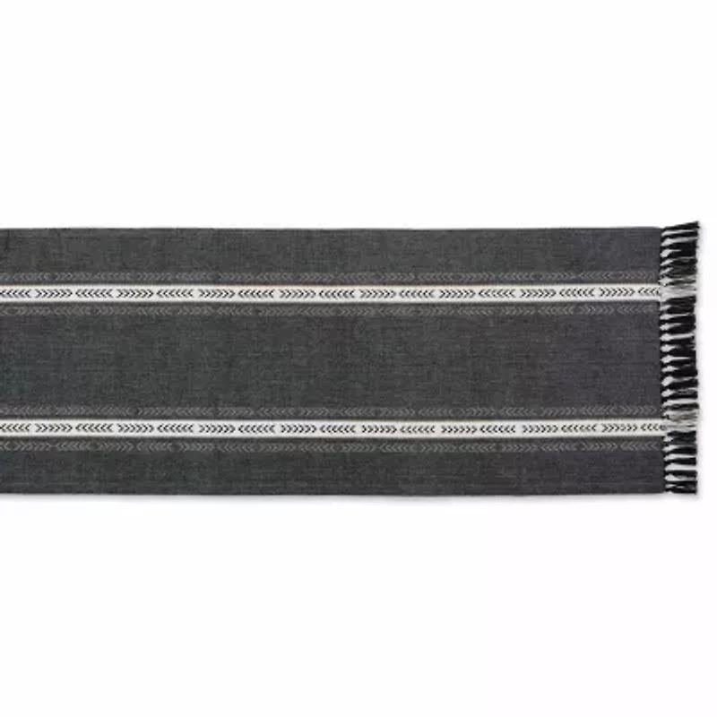 Design Imports Dobby Striped Fringe Ribbed Table Runners