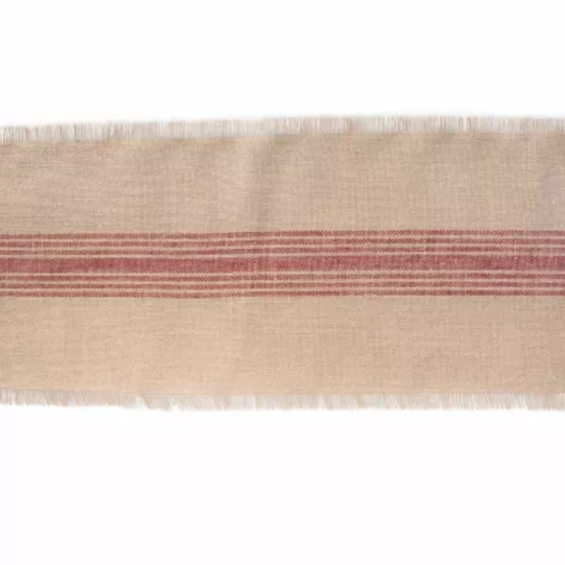 Design Imports Barn Red Middle Stripe Burlap Table Runner