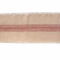 Design Imports Barn Red Middle Stripe Burlap Table Runner