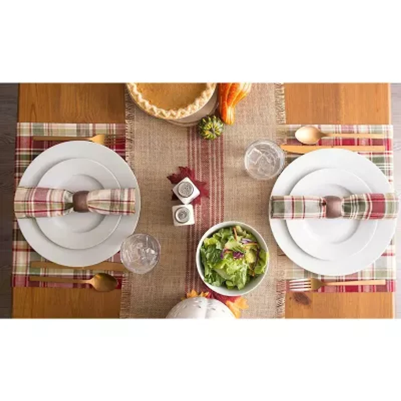 Design Imports Barn Red Middle Stripe Burlap Table Runner
