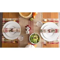 Design Imports Barn Red Middle Stripe Burlap Table Runner