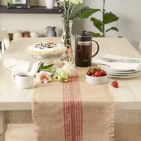 Design Imports Barn Red Middle Stripe Burlap Table Runner