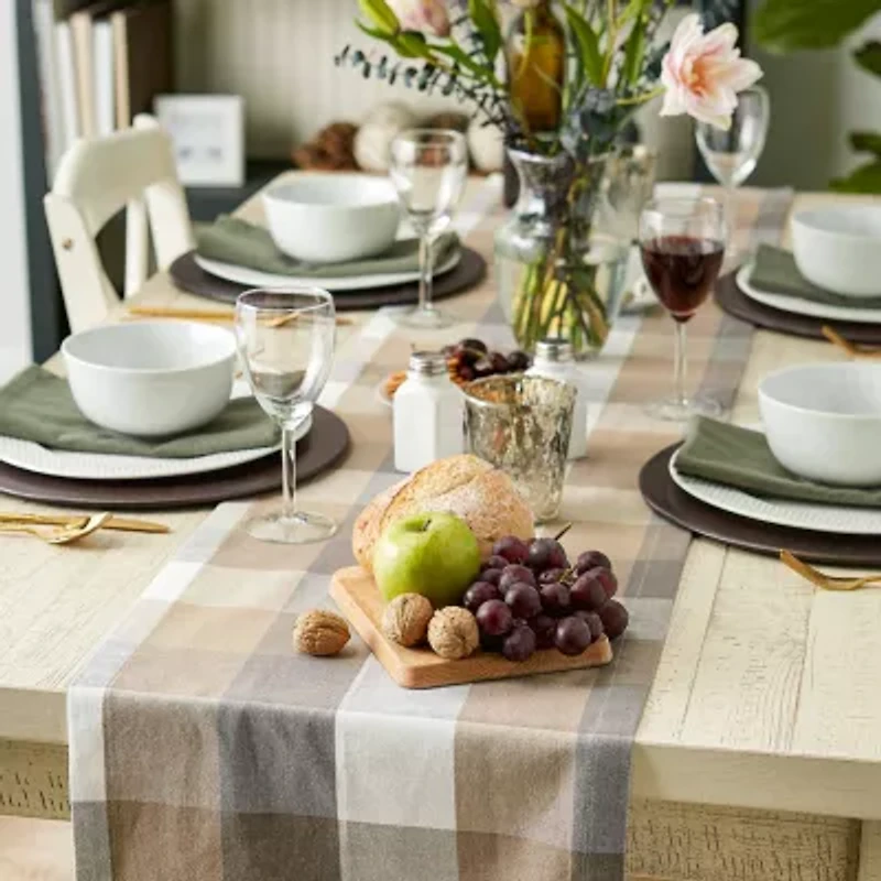 Design Imports Stone Tri Color Check Table Runner