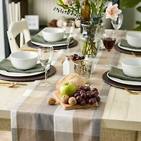 Design Imports Stone Tri Color Check Table Runner