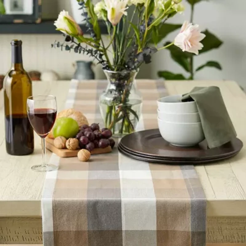 Design Imports Stone Tri Color Check Table Runner