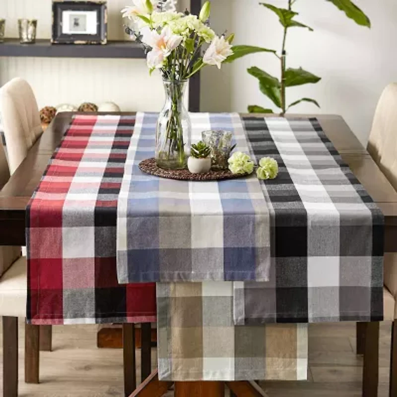 Design Imports Stone Tri Color Check Table Runner