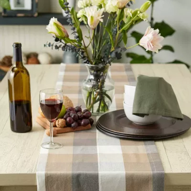 Design Imports Stone Tri Color Check Table Runner
