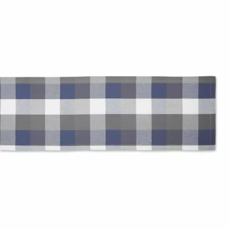 Design Imports French Blue Tri Color Check Table Runner