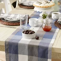 Design Imports French Blue Tri Color Check Table Runner