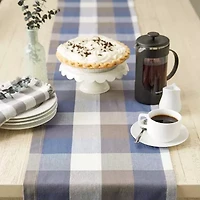 Design Imports French Blue Tri Color Check Table Runner