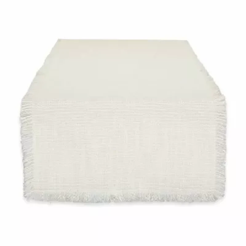 Design Imports Cream Sugar Basket Fringe Table Runner