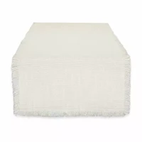 Design Imports Cream Sugar Basket Fringe Table Runner