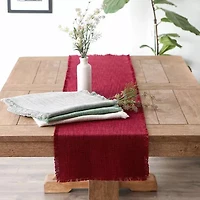 Design Imports Cream Sugar Basket Fringe Table Runner