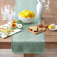 Design Imports Jadeite Basket Fringe Table Runner