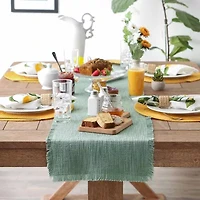 Design Imports Jadeite Basket Fringe Table Runner