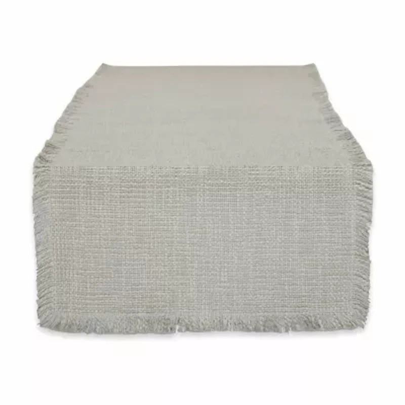 Design Imports Light Rain Basket Fringe Table Runner