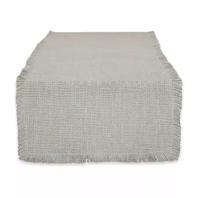 Design Imports Light Rain Basket Fringe Table Runner