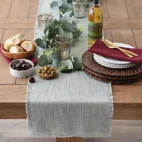 Design Imports Light Rain Basket Fringe Table Runner