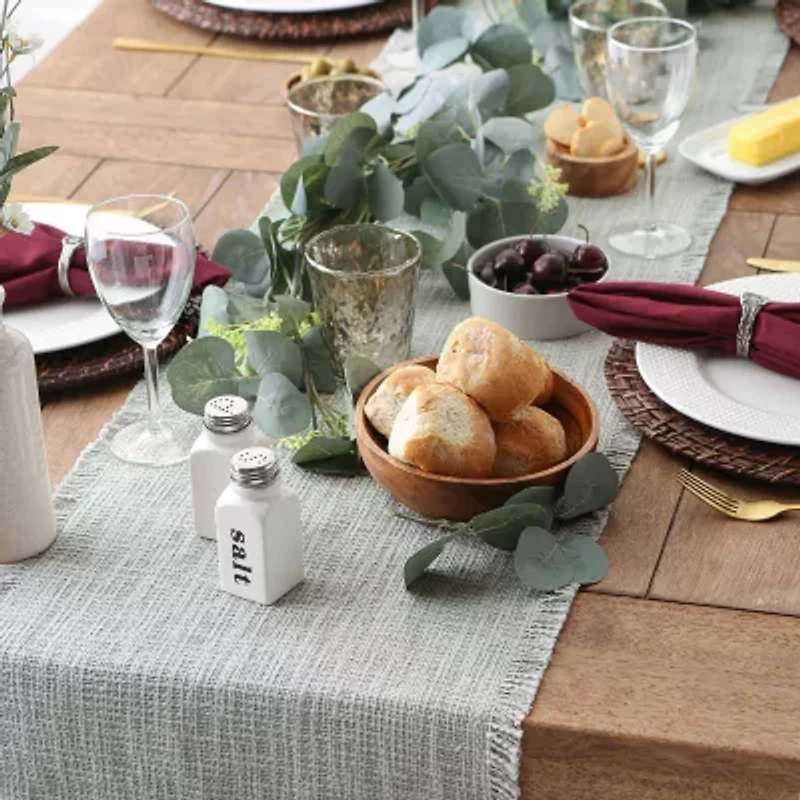 Design Imports Light Rain Basket Fringe Table Runner