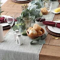 Design Imports Light Rain Basket Fringe Table Runner