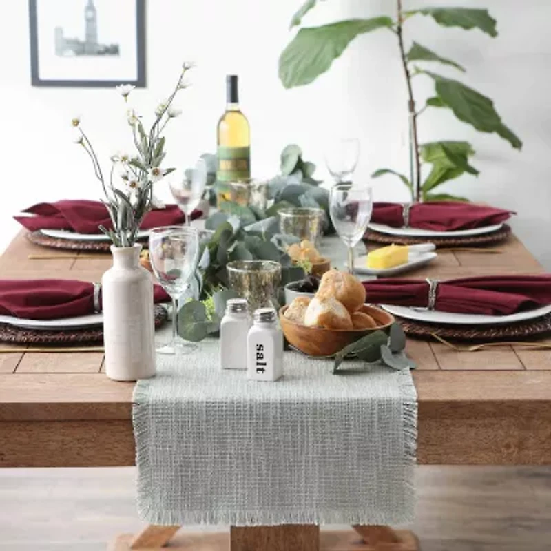 Design Imports Light Rain Basket Fringe Table Runner