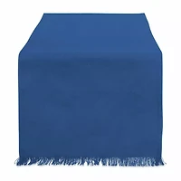 Design Imports Navy Solid Heavyweight Fringed Table Runner