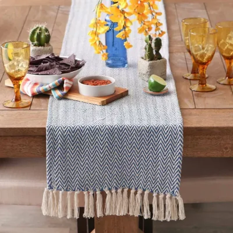 Design Imports Nautical Blue Chevron Table Runner