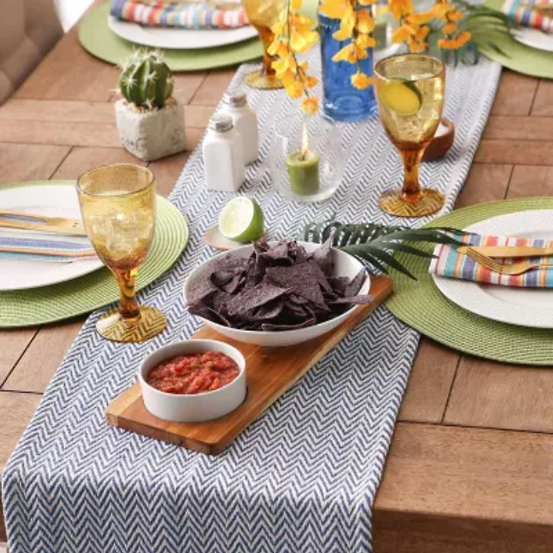 Design Imports Nautical Blue Chevron Table Runner