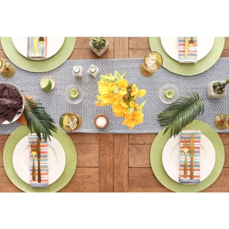 Design Imports Nautical Blue Chevron Table Runner