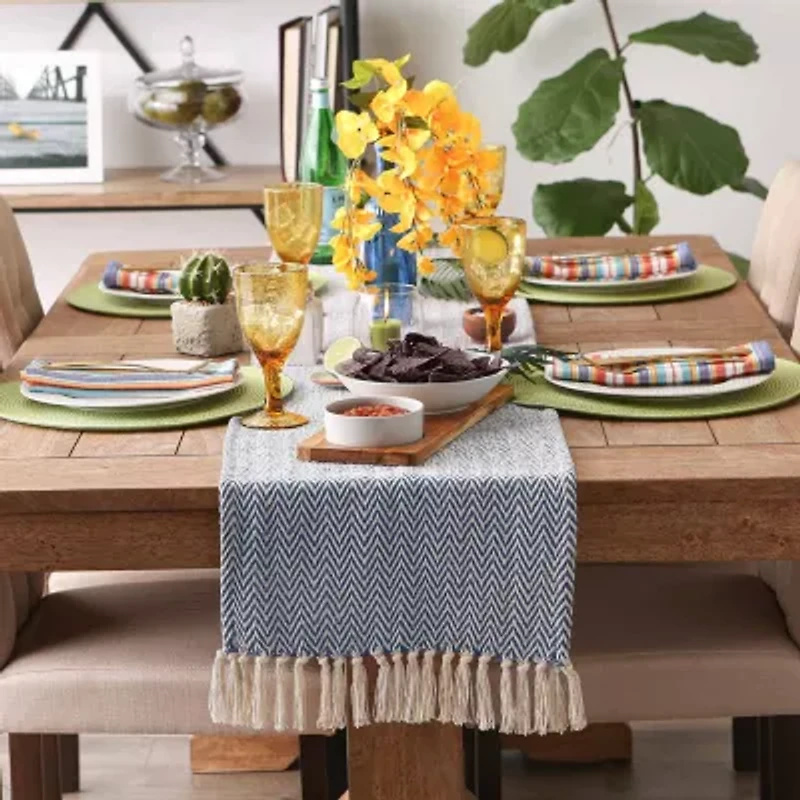 Design Imports Nautical Blue Chevron Table Runner