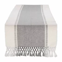 Design Imports Cool Gray Dobby Stripe Ribbed Table Runner