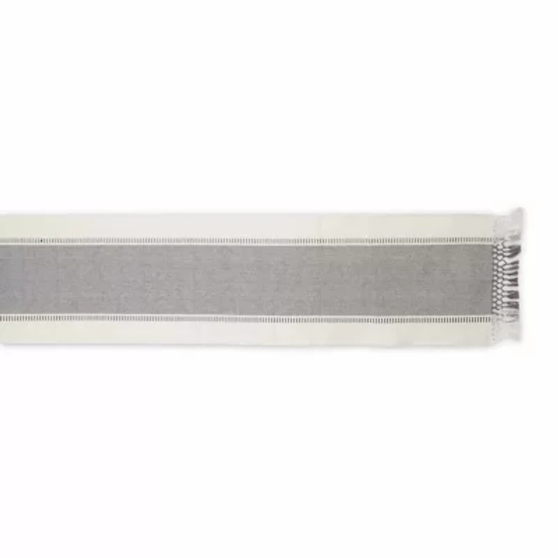 Design Imports Cool Gray Dobby Stripe Ribbed Table Runner