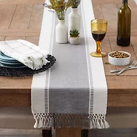 Design Imports Cool Gray Dobby Stripe Ribbed Table Runner