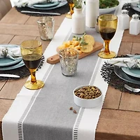 Design Imports Cool Gray Dobby Stripe Ribbed Table Runner