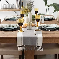 Design Imports Cool Gray Dobby Stripe Ribbed Table Runner