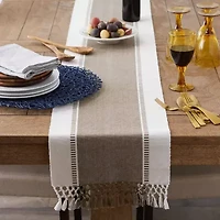 Design Imports Black Dobby Stripe Ribbed Table Runner