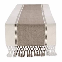 Design Imports Black Dobby Stripe Ribbed Table Runner