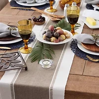 Design Imports Black Dobby Stripe Ribbed Table Runner