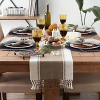 Design Imports Black Dobby Stripe Ribbed Table Runner