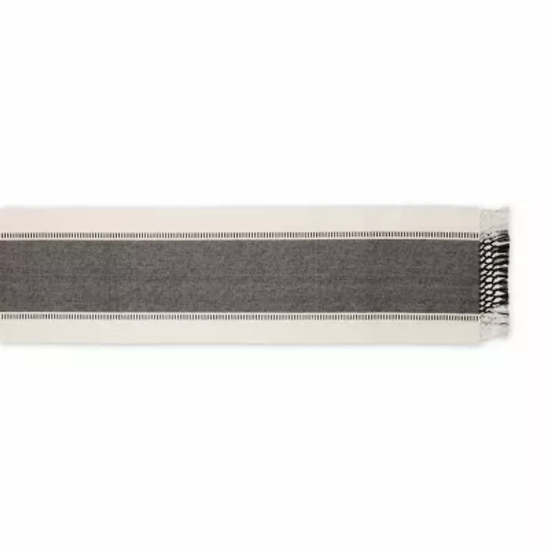 Design Imports Black Dobby Stripe Ribbed Table Runner