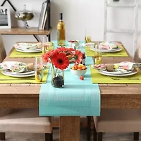 Design Imports Aqua Pvc Doubleframe Table Runner
