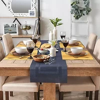 Design Imports Stonewash Blue Pvc Doubleframe Table Runner