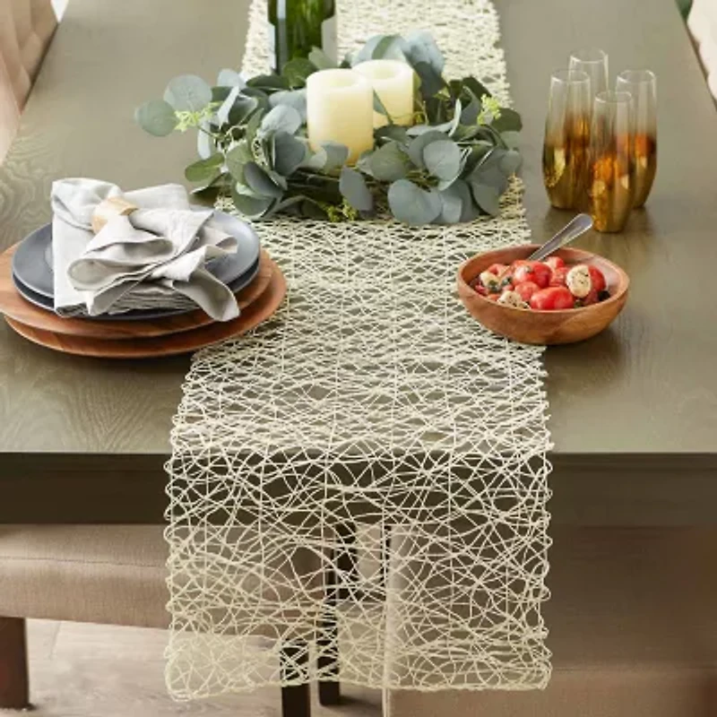 Design Imports Off-White Woven Paper Table Runner