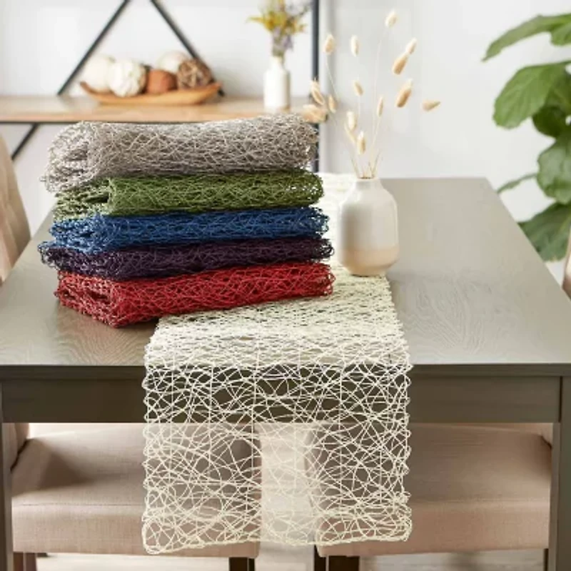 Design Imports Off-White Woven Paper Table Runner