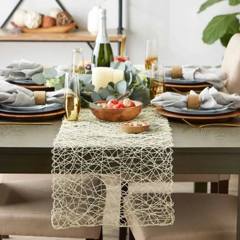 Design Imports Off-White Woven Paper Table Runner