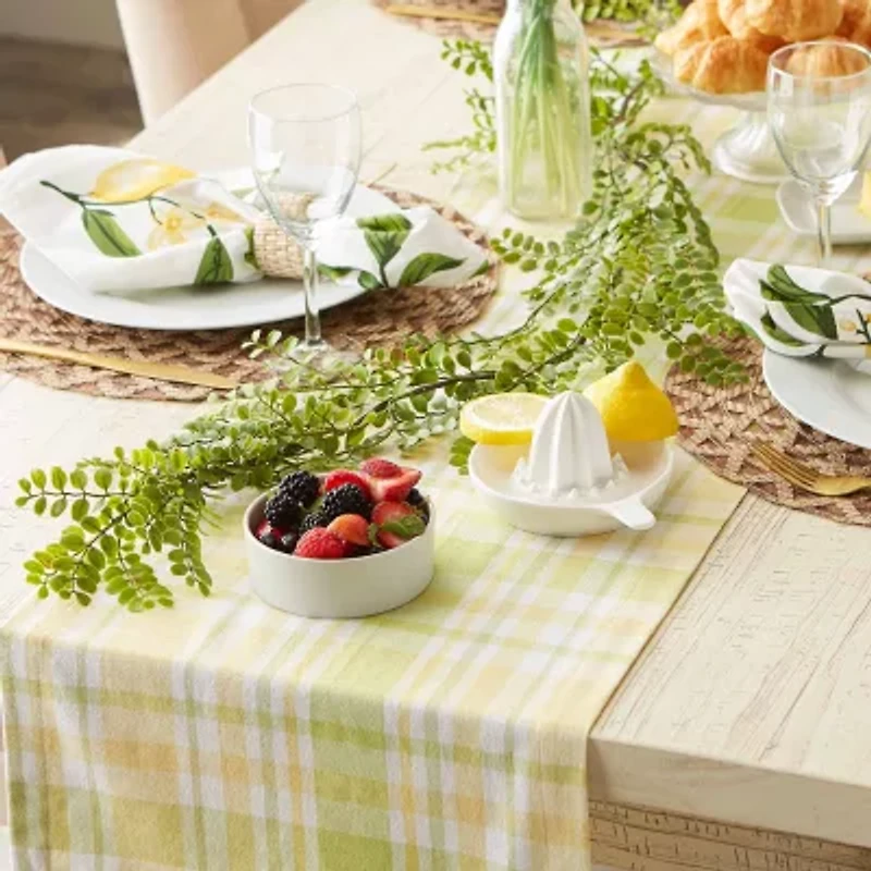 Design Imports Lemon Bliss Plaid Table Runner