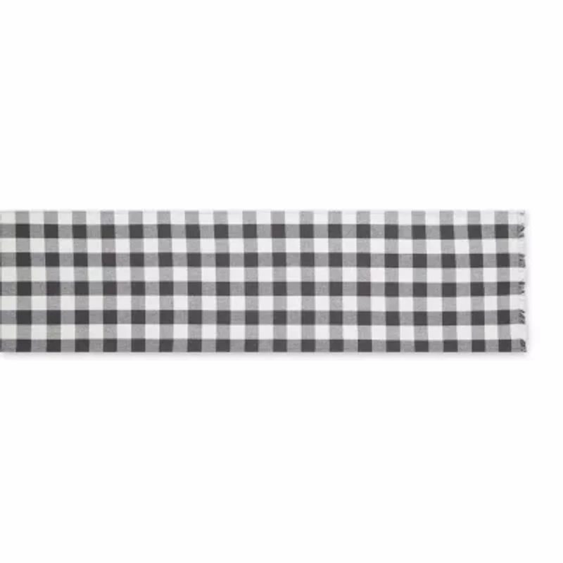 Design Imports Mineral Heavyweight Check Fringed Table Runner